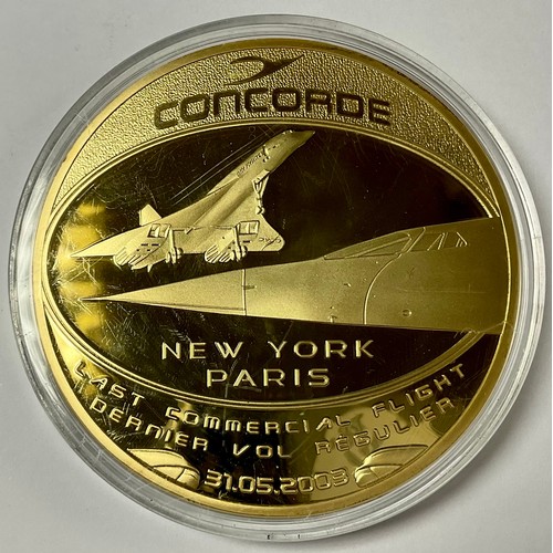 859 - Concorde Memorabilia - medallion/coin - The Last Commercial Flight, New York Paris 31.5.2003