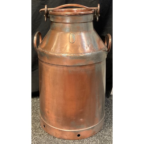 121 - A large German polished copper coloured milk churn, Milchverwerturng Duren, 60cm high, 35cm diameter