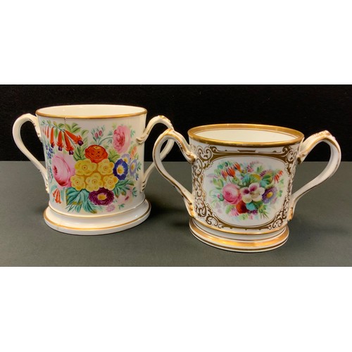 140 - A19th century hand painted loving cup, Joseph Padfield Edgarty Farm, Glastonbury, dated 1868;  anoth... 