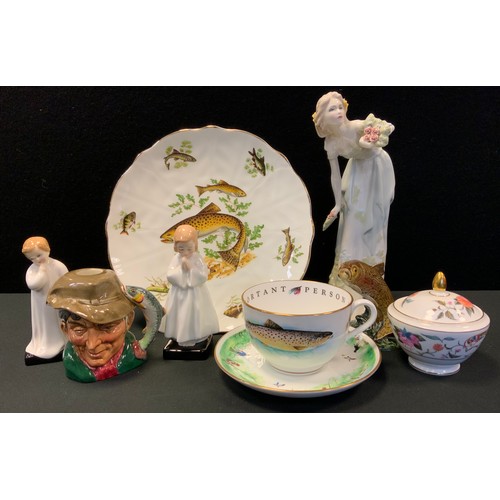 161 - A Beswick model, trout, no 1390; A Royal 
Doulton miniature jug, The Poacher; a Royal Doulton figure... 