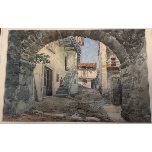 271 - English School (late 19th century)
Courtyard, Pallanza
indistinctly signed, dated 1887, watercolour,... 