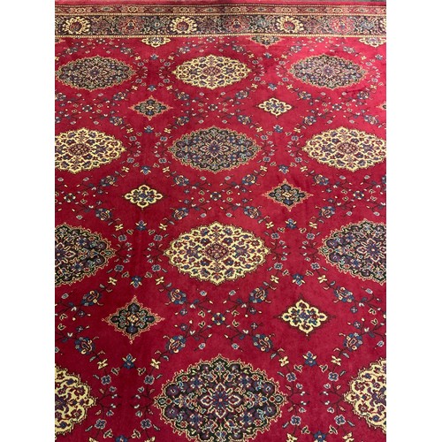 281 - A large Persian style Dursax woollen carpet, by Hugh Mackay & Co, Durham Carpets, the field with twe... 