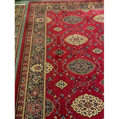 281 - A large Persian style Dursax woollen carpet, by Hugh Mackay & Co, Durham Carpets, the field with twe... 