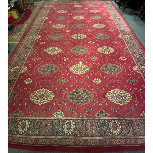 281 - A large Persian style Dursax woollen carpet, by Hugh Mackay & Co, Durham Carpets, the field with twe... 