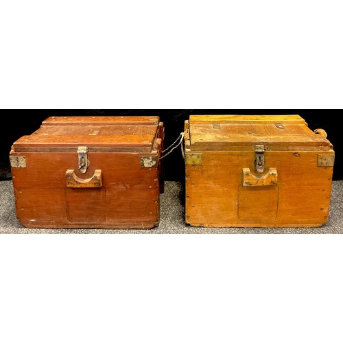 288 - A pair of metal bound ammunition/instrument cases, embossed PB & Co 1943, C102 IV/I N, to one and C ... 