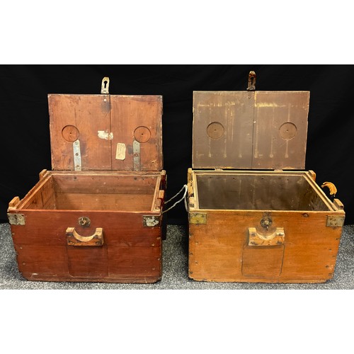 288 - A pair of metal bound ammunition/instrument cases, embossed PB & Co 1943, C102 IV/I N, to one and C ... 