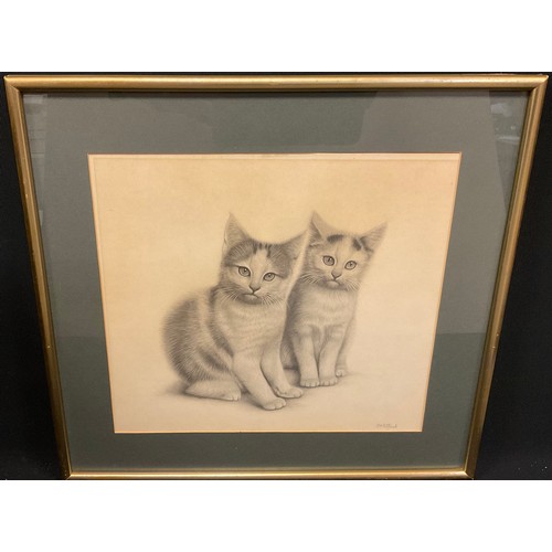 296 - R. H. Petherick, ‘Two Kittens’, signed, fine pencil drawing, 28cm x 31cm.