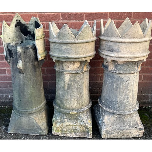 929 - Architectural salvage - three Victorian crown top chimney pots, 97cm tall (3)