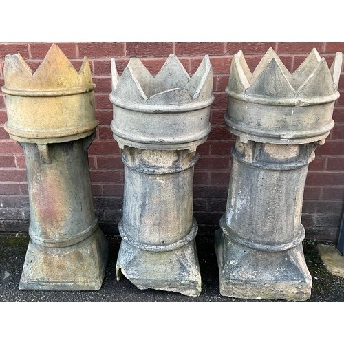 929 - Architectural salvage - three Victorian crown top chimney pots, 97cm tall (3)