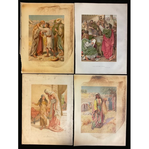 936 - A collection of hand coloured, 19th century Bible illustrations. (13). From The Illustrated Family B... 