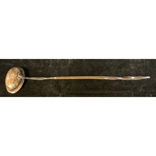 252 - A Georgian silver toddy ladle, inscribed SWA, balleen handle, 39cm long