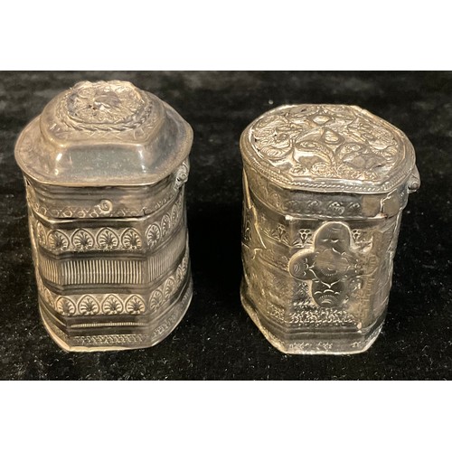 243 - A 19th century Dutch silver marriage box; another (2)