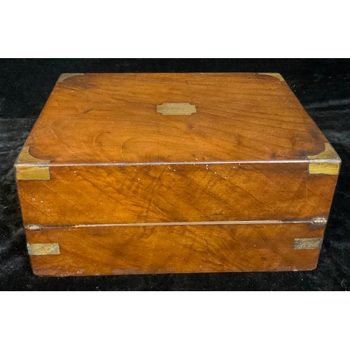 1011 - A Victorian brass bound walnut writing box, fitted interior, c.1880