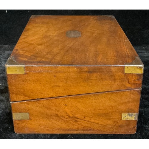 1011 - A Victorian brass bound walnut writing box, fitted interior, c.1880