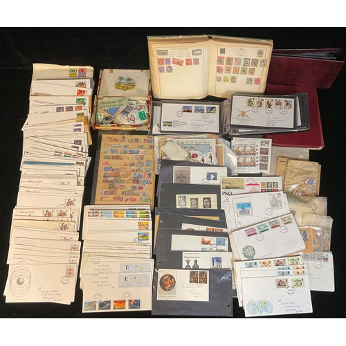 1036 - Stamps - large box of World material, two packed albums, lots of FDC's, packets, etc, many thousands... 