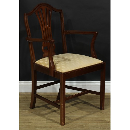 3 - A set of fourteen Hepplewhite design dining chairs, comprising twelve side chairs and a pair of carv... 