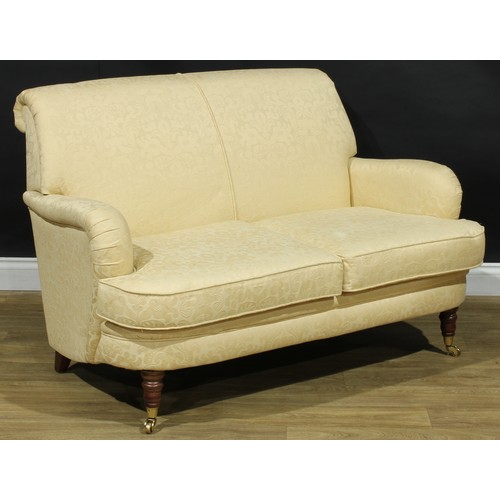 9 - A pair of contemporary drawing room sofas, in the manner of Howard & Sons, 84cm high, 136cm wide, th... 