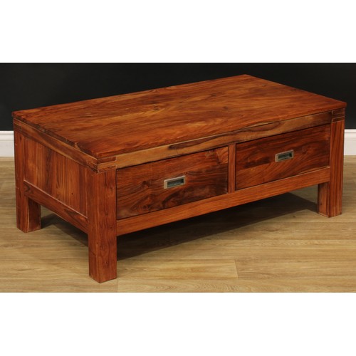 112 - A contemporary black walnut coffee table, 44.5cm high, 110cm wide, 59.5cm deep