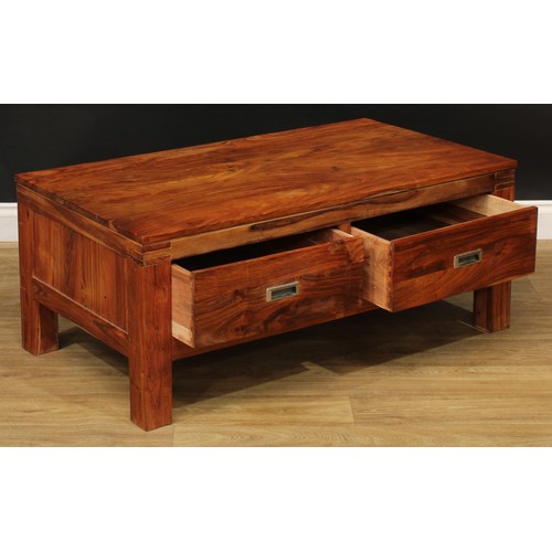 112 - A contemporary black walnut coffee table, 44.5cm high, 110cm wide, 59.5cm deep