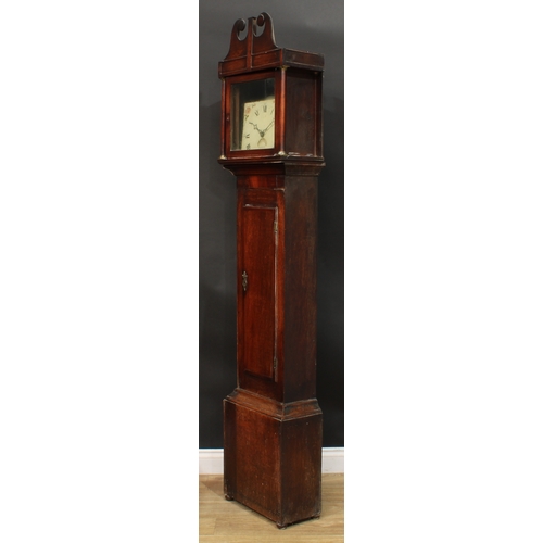 202 - A George III oak and mahogany longcase clock, 28cm square dial inscribed Jacob Jacobs, Totness, Roma... 