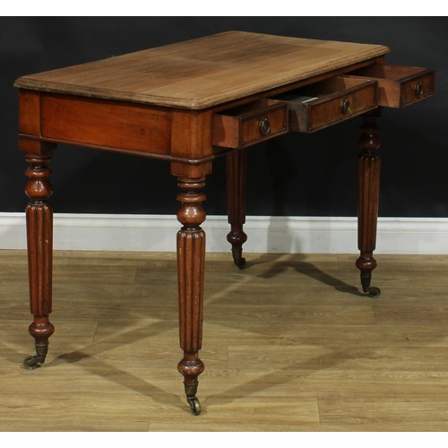 213 - A 19th century mahogany side table, in the manner of Gillows of Lancaster and London, slightly overs... 