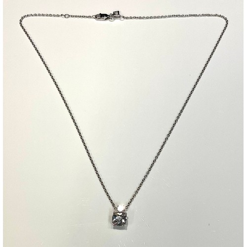 1176 - A silver and cubic zirconia pendant necklace, the large facet cut stone suspended from a smaller sto... 