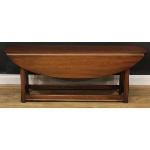 807 - A mahogany 'wake table' design mahogany low sitting room coffee table, 53cm high, 152cm long, 46cm o... 