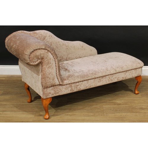 813 - A contemporary chaise longue, 72cm high, 132cm long, 56cm deep; a conforming footstool, 37cm high, 5... 