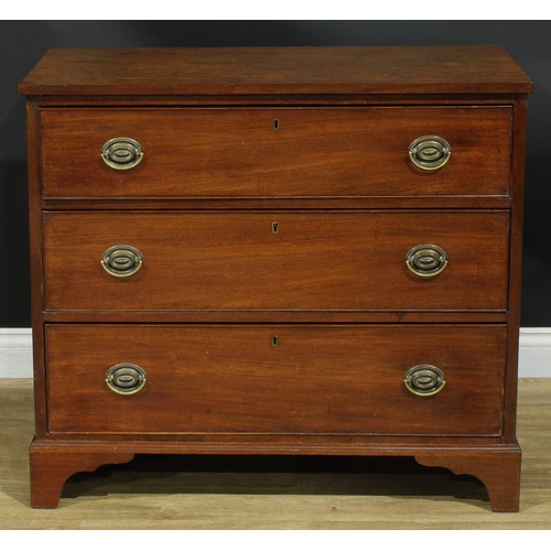 1239 - A 19th century mahogany chest, slightly oversailing rectangular top above three long graduated cockb... 