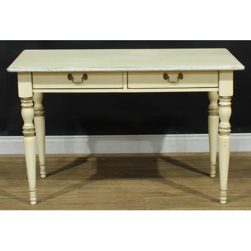 1241 - A French shabby chic painted side table, 75.5cm high, 120.5cm wide, 61cm deep