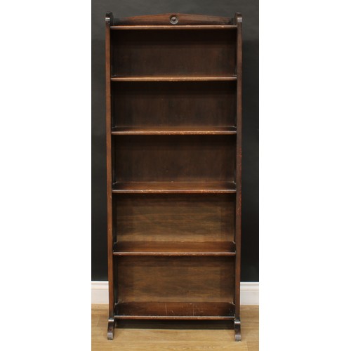 1246 - An early 20th century oak open bookcase, 150cm high, 61.5cm wide, 32cm deep