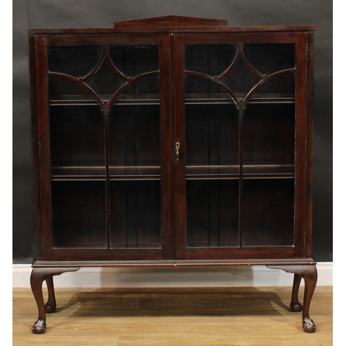 1247 - An early 20th century bookcase, ball and claw feet, 137cm high, 119cm wide, 33.5cm deep, c.1930