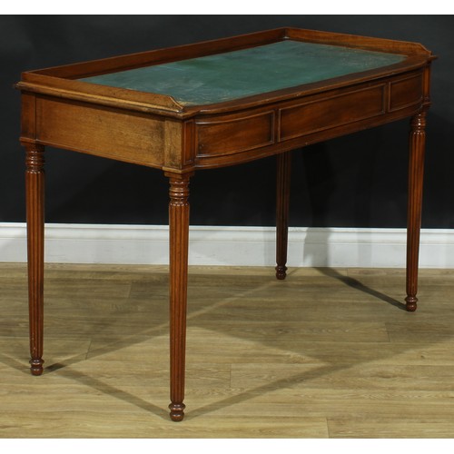 1248 - A 19th century style mahogany mahogany writing table, 75cm high, 108.5cm high, 55cm deep; a Regency ... 