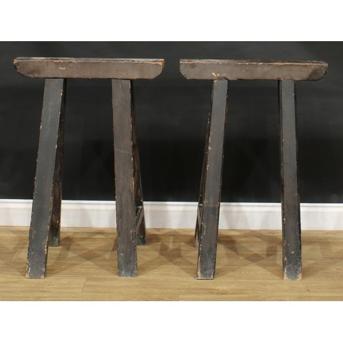 1278 - A pair of vernacular pine sawhorses, 82.5cm high, 59cm wide (2)