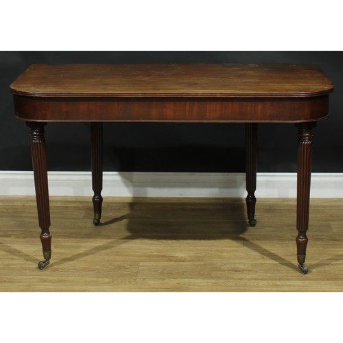 1279 - A 19th century mahogany D-shaped side table, formerly the end section of a concertina-action dining ... 