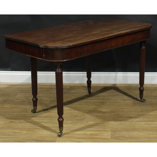 1279 - A 19th century mahogany D-shaped side table, formerly the end section of a concertina-action dining ... 