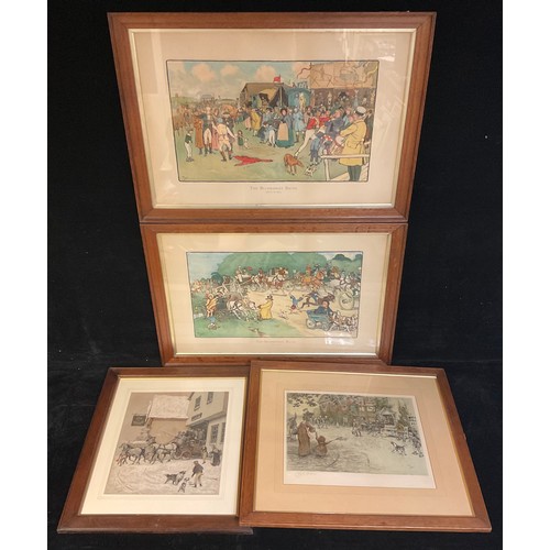 1296 - Cecil Aldin, by and after, The Anchor Inn, signed in pencil, 36cm x 47cm; others, a pair, The Bluema... 