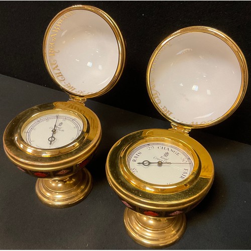 1 - A Royal Crown Derby limited edition Millennium globe thermometer and a Millennium globe aneroid baro... 