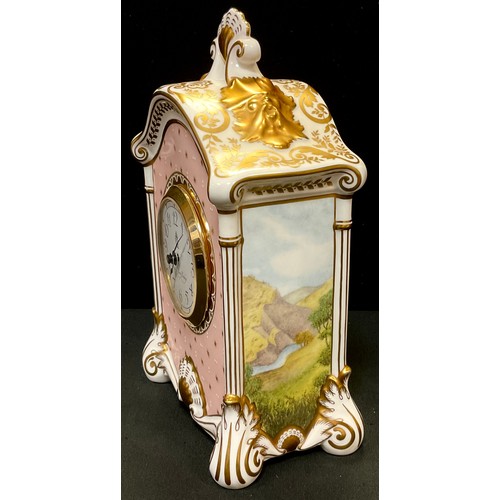 24 - A Royal Crown Derby 250 collection mantel clock, commemorating 250 years of china production in Derb... 