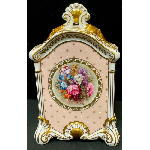 24 - A Royal Crown Derby 250 collection mantel clock, commemorating 250 years of china production in Derb... 