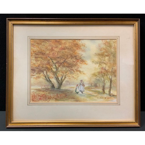 57 - Des Brophy, The Woodland Walk, Autumn, signed and dated, watercolour, pastel and body colour