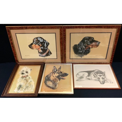 320 - Pollyanna Pickering (after), prints, German Shepherd, Doberman, etc (5)