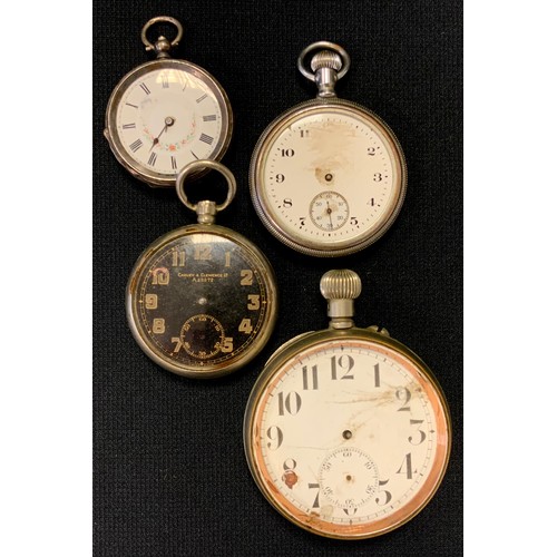 411 - A military General Service Mk I pocket watch, serial No X-1987;   another MkII, serial no A28872, bl... 