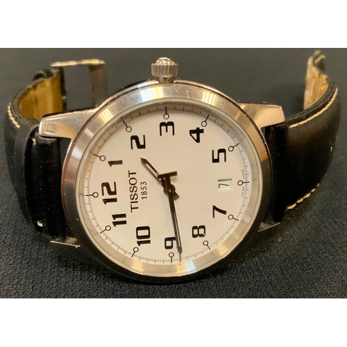 413 - Tissot - 1883 waterproof wristwatch, white dial, bold Arabic numerals, model M160/, quartz movement,... 