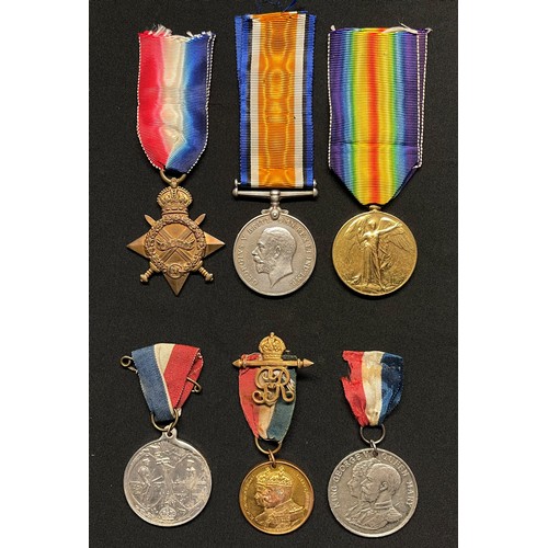 5005 - WW1 British 1914-15 Star, War Medal and Victory medal to 35599 Gnr. G Matthews, RGA complete with or... 
