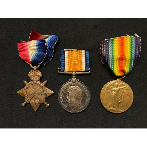5006 - WW1 British 1914-15 Star, War Medal and Victory Medal to 14528 Pte FW Challoner, Leicestershire Regi... 