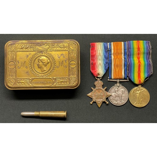 5007 - WW1 British 1914-15 Star, War Medal and Victory Medal to 17217 Pte JJ Poxon, Notts & Derbyshire Regt... 