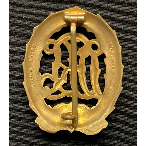 5023 - WW2 Third Reich Reichssportabzeichen DRL Sports badge in Gold complete with original award citation ... 