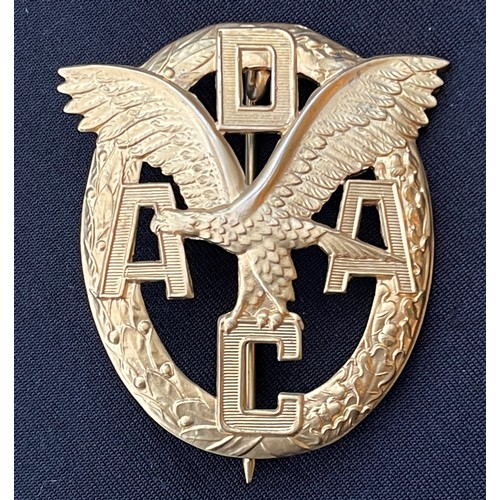 5024 - WW2 Third Reich ADAC Allegmiener Deutscher Automobilclub badge in Gold. Hollow back example.