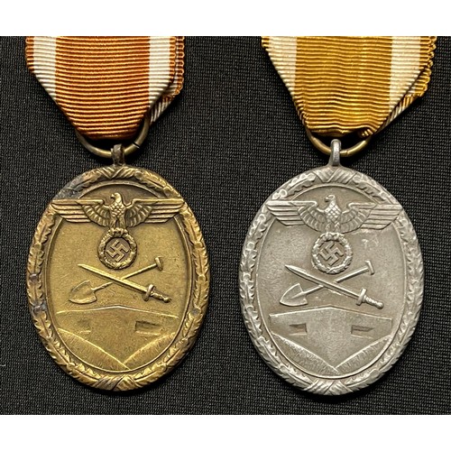 5049 - WW2 Third Reich Deutsches Schutzwall-Ehrenzeichen - West Wall Medals x 2. Both examples are in zink.... 